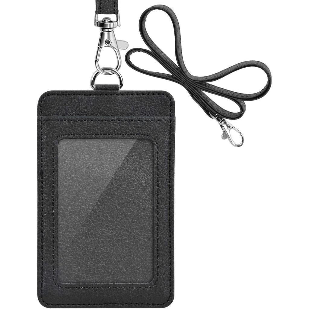 Porta-crachá de couro PU, Porta-crachá Life-Mate com 1 janela transparente para identificação, 1 compartimento para cart