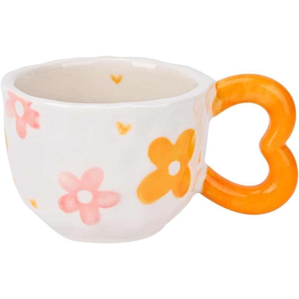 Caneca de Cerâmica Koythin, Design Criativo com Alça em Forma de Coração para Casa e Escritório, Segura para Lava-louças
