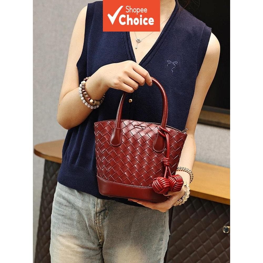 Bolsa tiracolo artesanal feminina, elegante bolsa de ombro em couro, tiracolo crossbody coreana, bolsa de mão