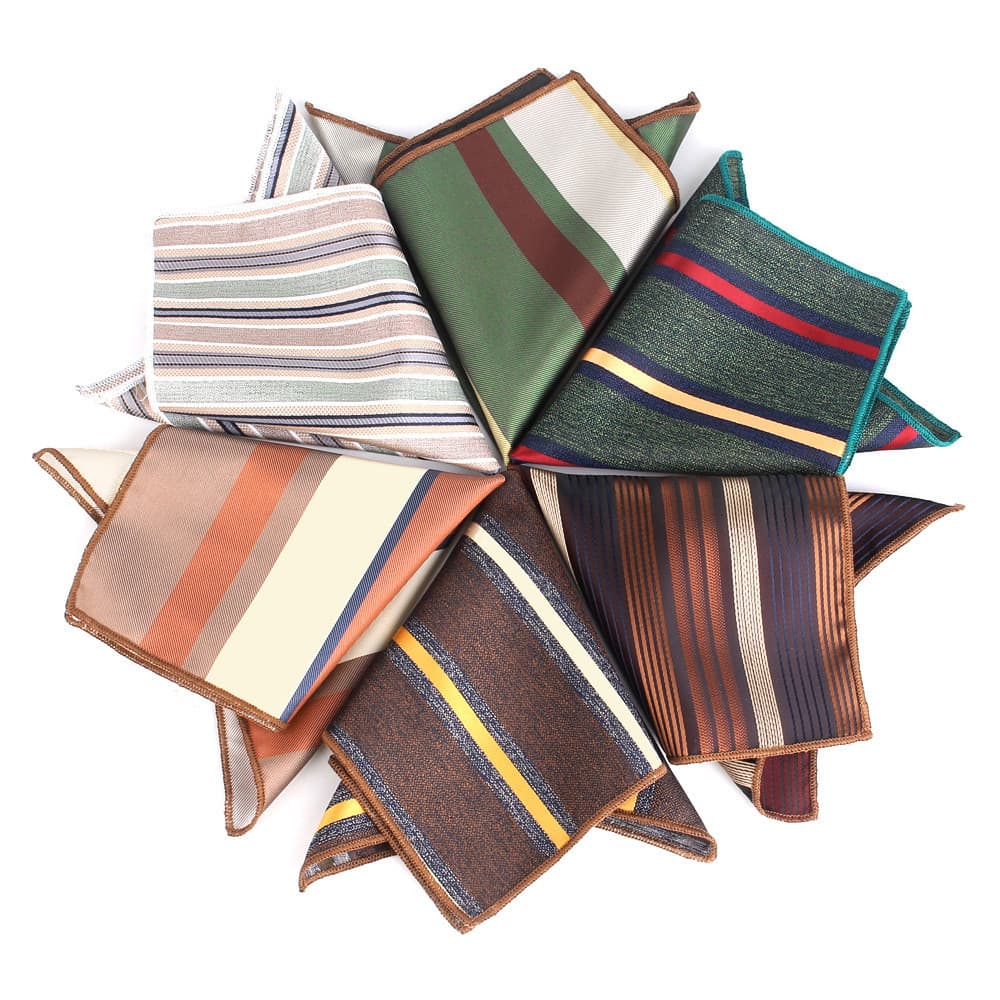 Pronto estoque masculino terno bolso quadrado versão coreana moda Casual listrado 1200 agulhas fio tingido lenço quadrad