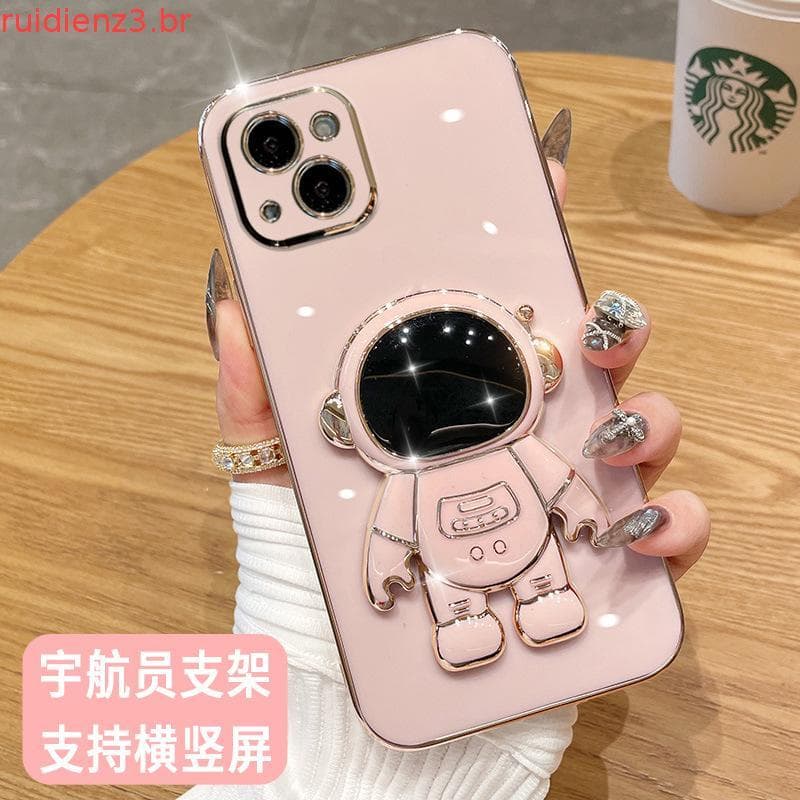 MODU Capa Design Para Samsung A02S M02S F02S A03S Luxo 3D Estéreo Suporte Astronauta Galvanizado De Celular Lisa Moda M