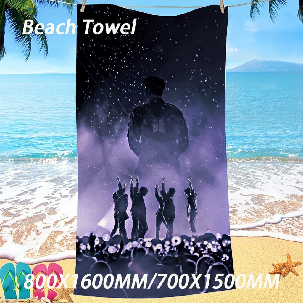 BTS BTS Impresso Estrela Mercadoria Toalha de Praia Absorve Água de Secagem Rápida Unissex Toalha de Banho de Férias à b