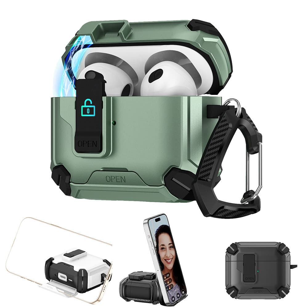 Capa de Segurança Magnética ToKerNew para Airpods Pro 2 4 ANC, Proteção Total, Suporte para Telefone à Prova de Choque,