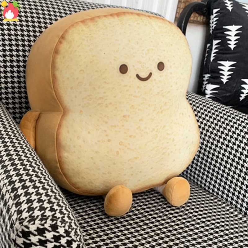 Almofada de Pão Torrado Fatiado Brinquedo de Pelúcia Criativo Macio Emoji Almofada de Sofá Boneca Brinquedo