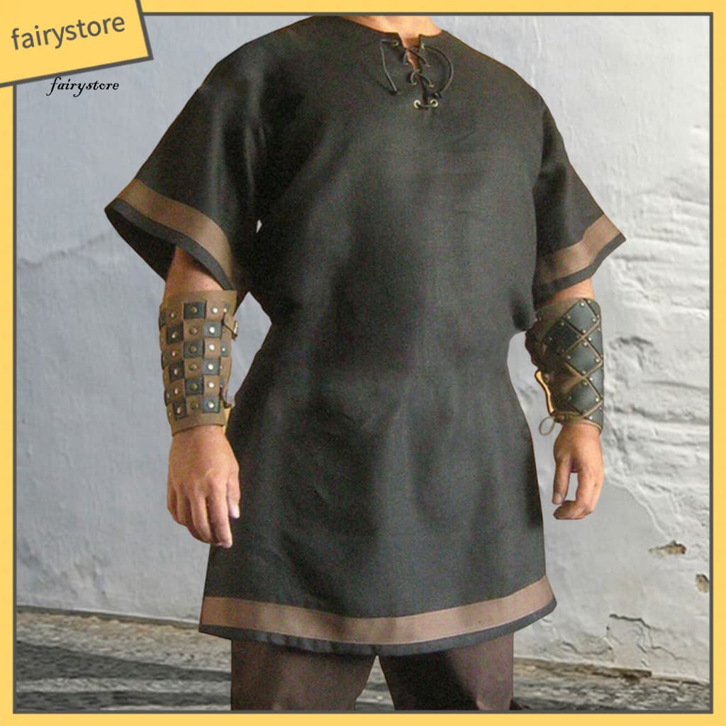 Men Renaissance Shirt Comfortable Viking Costume Men’s Nordic Pirate Tunic Vintage Knight Outfit for Cosplay Stage Per