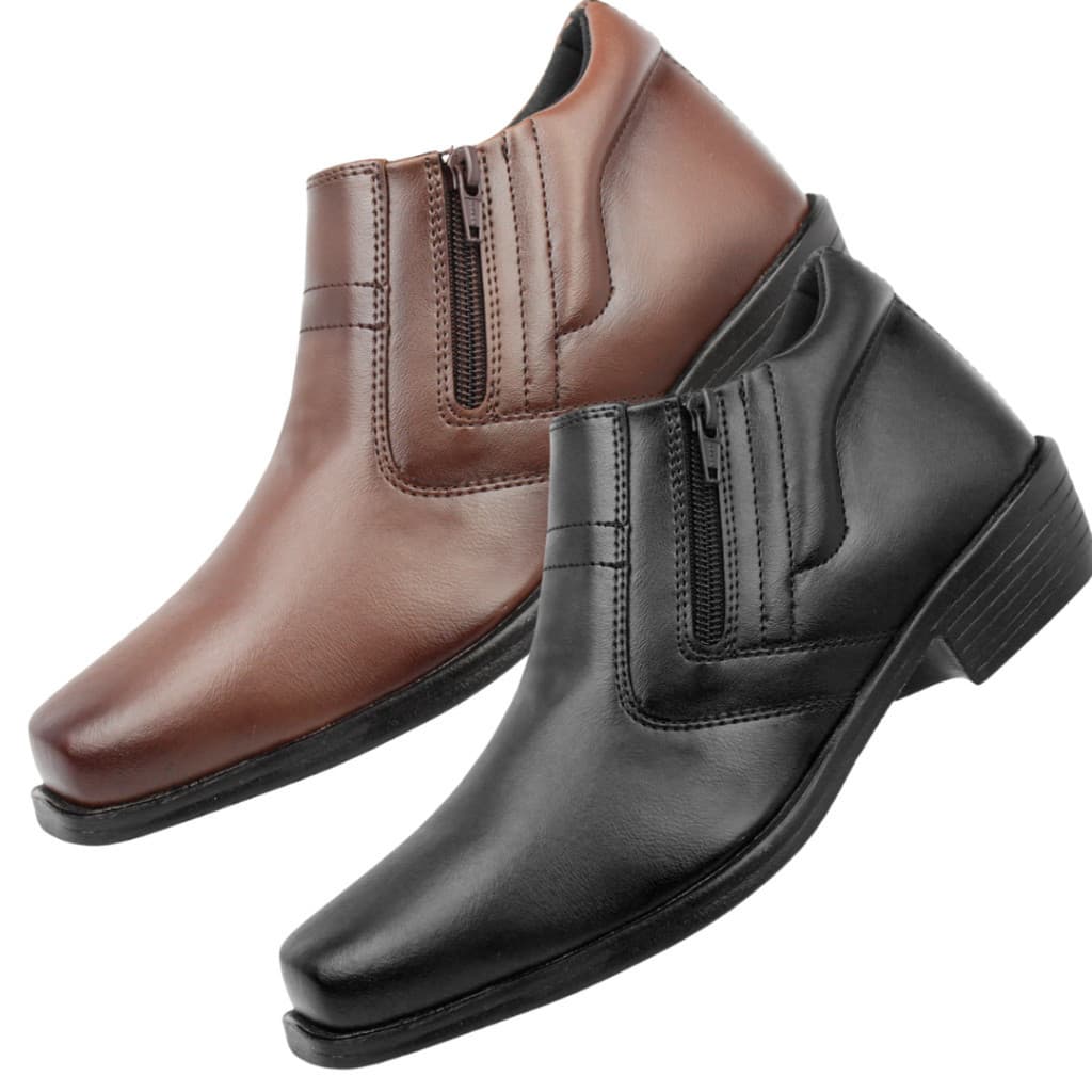 Kit 02 Pares Bota Masculina Social Confortável Zíper Cano Baixo Moderna