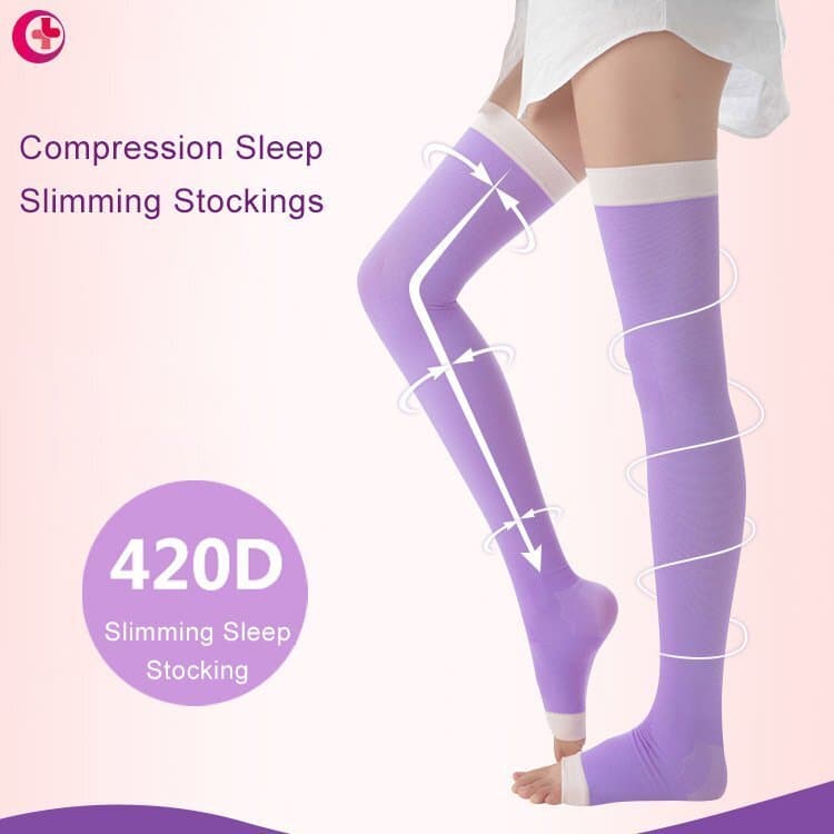 [Alta Compressão]【480D/Toe-Exposed/Shaping】Meias para Dormir/Redução de Pernas/Meias de Compressão/Exposição dos Dedos