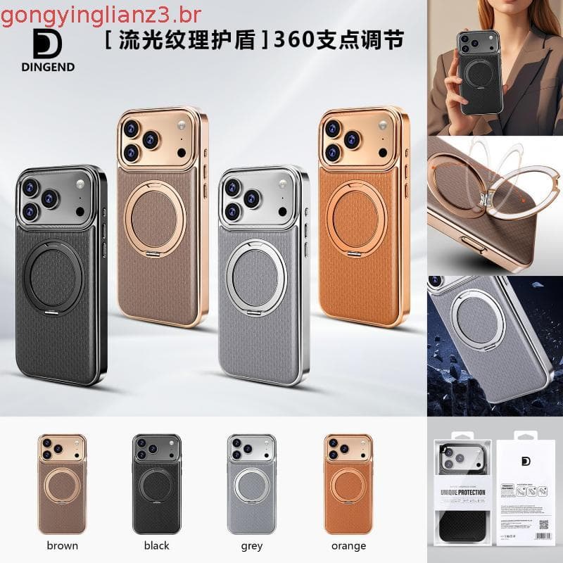 Capa De Telefone Magnética De Couro Com Textura De Diamante Para iPhone 17 Pro Max 17 Air 16 15 Plus 14 13 12 Carregamen