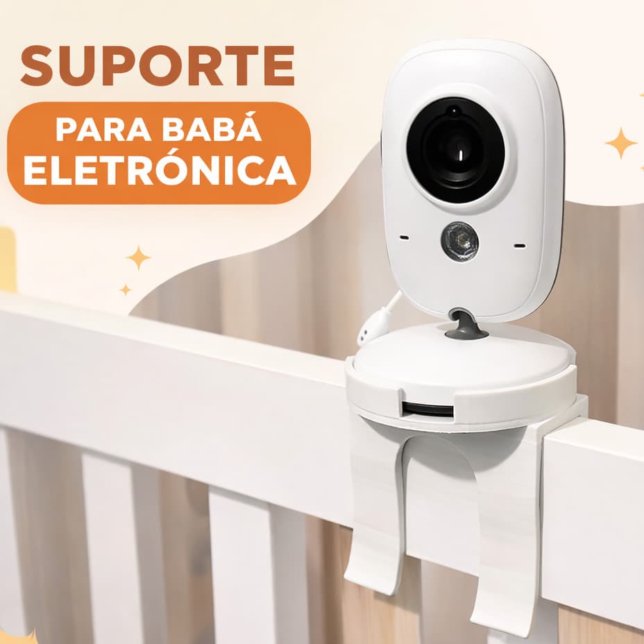 Suporte Babá Eletrônica Universal com Encaixe – Uso em Berço e Grade VB603 e outros 7cm encaixe