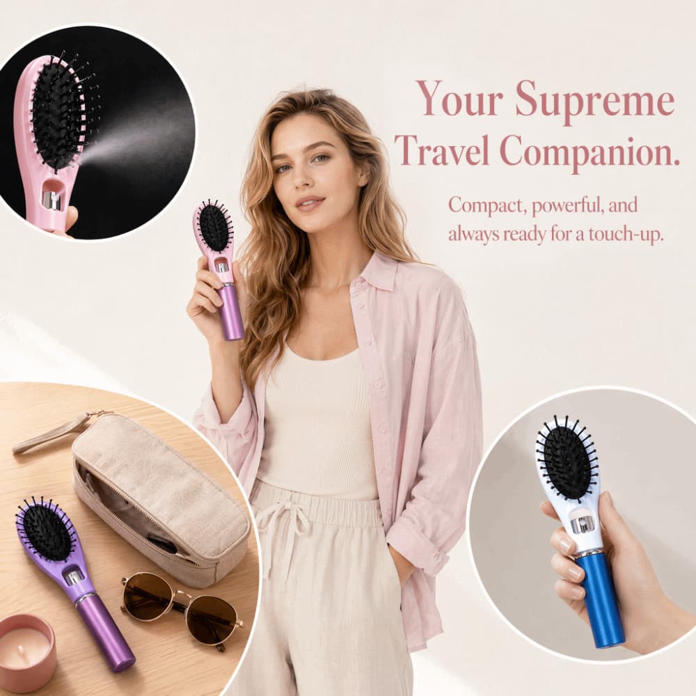 Pente De Massagem Em Spray EBUCRE , Escova De Cabelo Recarregável Multifuncional Para Cuidados Com Os Cabelos , Antiestá