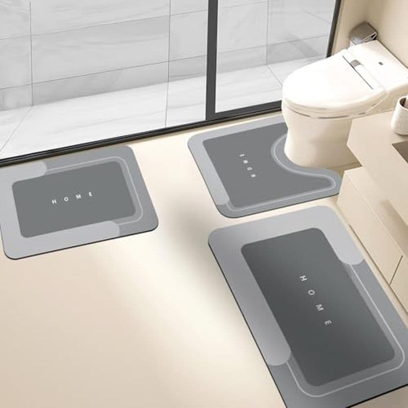 Housego 3PCS Conjuntos De Tapetes Mágicos De Tapete De Banho Absorvente , De Secagem Rápida Antiderrapante Com Suporte D