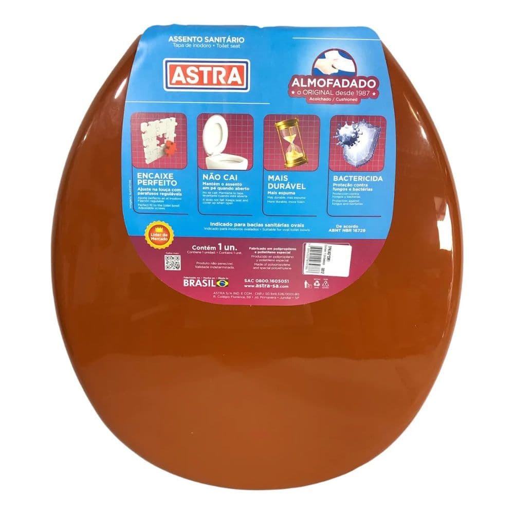 Assento Sanitario Astra Super Almofadado Oval TPK Caramelo