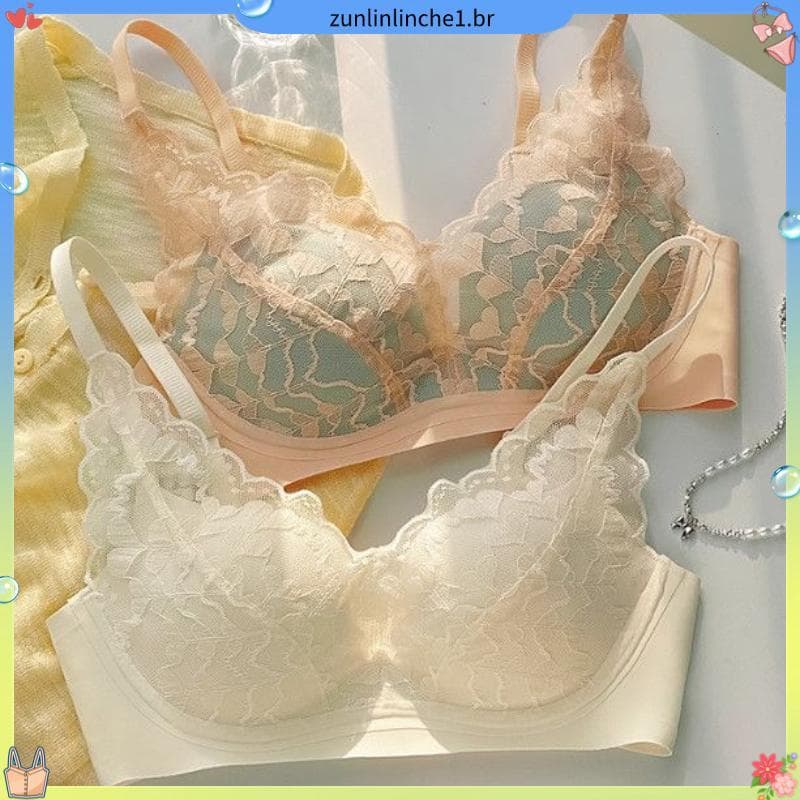 Novo estilo puro desejo renda roupa interior feminina seios pequenos reunidos olhar grande não vazio copo confortável se