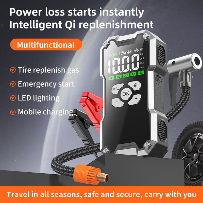 Fonte de Energia Portátil para Emergência Automotiva e Compressor de Ar Combinados