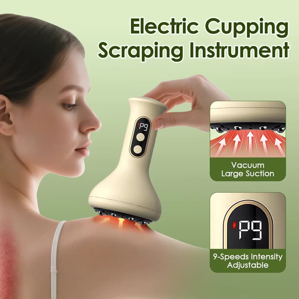 Máquina De Massagem Inteligente Com Ventosa A Vácuo , 9 Níveis , Latas Meridianas Chinesas , Frascos De Aquecimento Luz