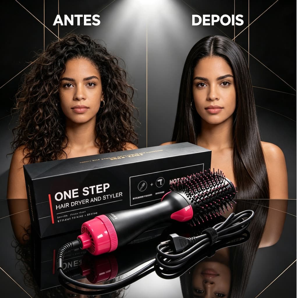 Escova Secadora 3 Em 1 Escova Alisa, Seca e Modela Cabelos 110V