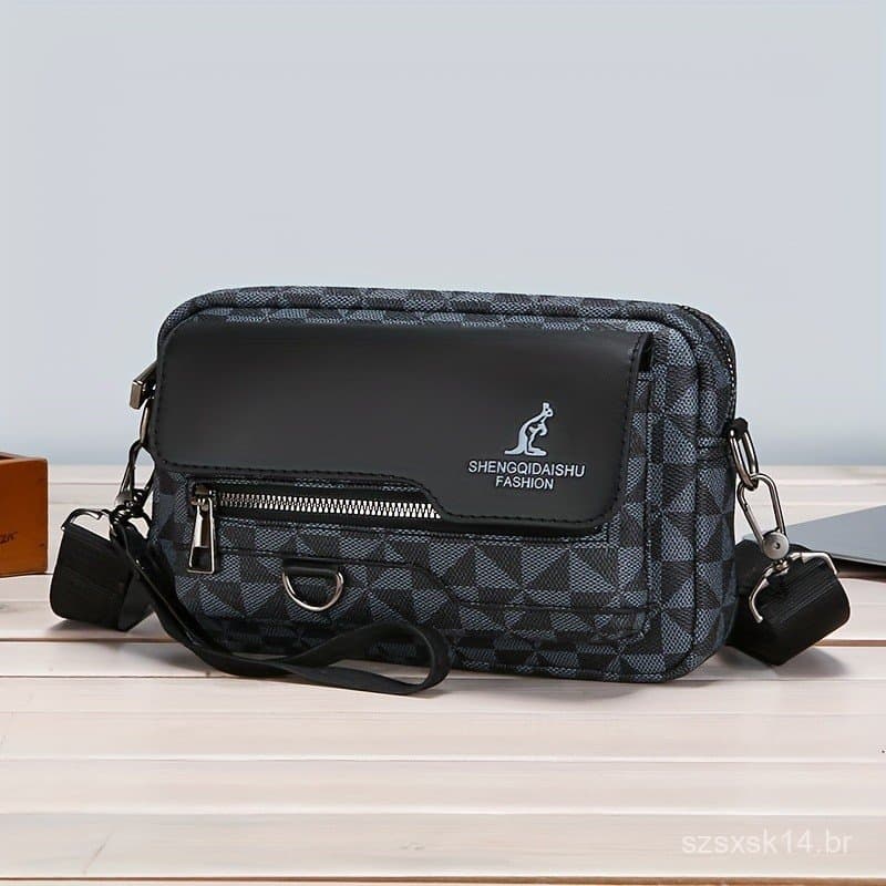 Nova bolsa de ombro masculina, bolsa transversal, bolsa mensageiro de PU, bolsa de pulso masculina de moda, bolsa de mão