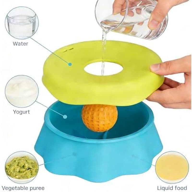 Tigela De Alimentação Lenta Para Cães Com Bola Lamber , De Silicone De Qualidade Alimentar 2 Em 1 , Alimentador Lento An