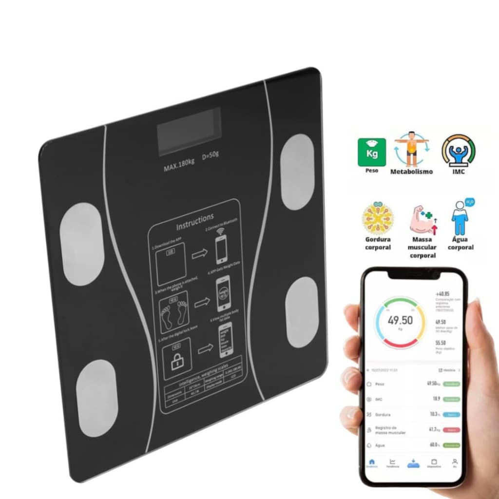 Balança Digital Bioimpedância Bluetooth Corporal celular