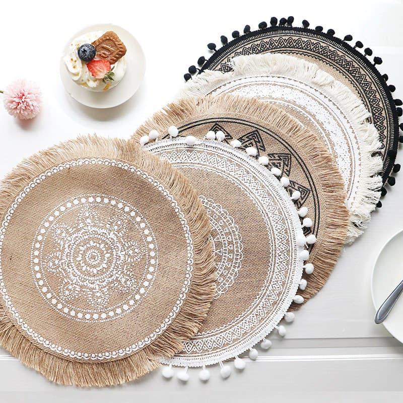 Cross-Border juta tecido Placemat nórdico tapete de mesa algodão linho mesa isolamento térmico adereços tiro decoração p