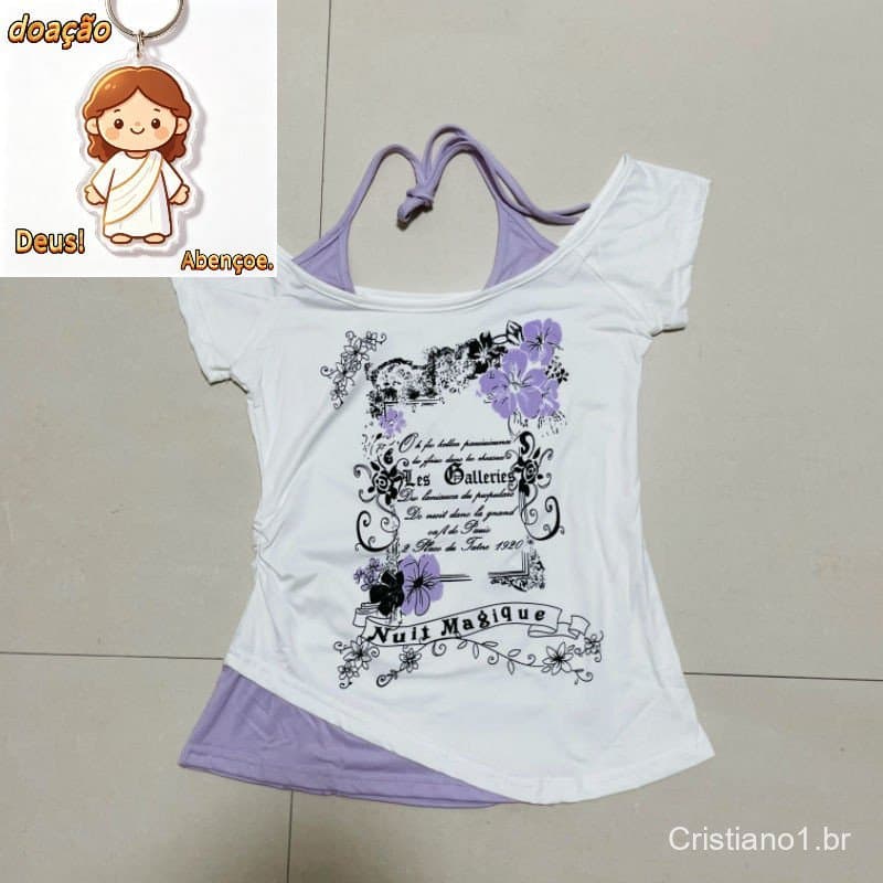 Americano Vintage Pescoço Pendurado Falso Duas Peças Camiseta De Manga Curta Para O Verão Feminino Quente Menina Curto T