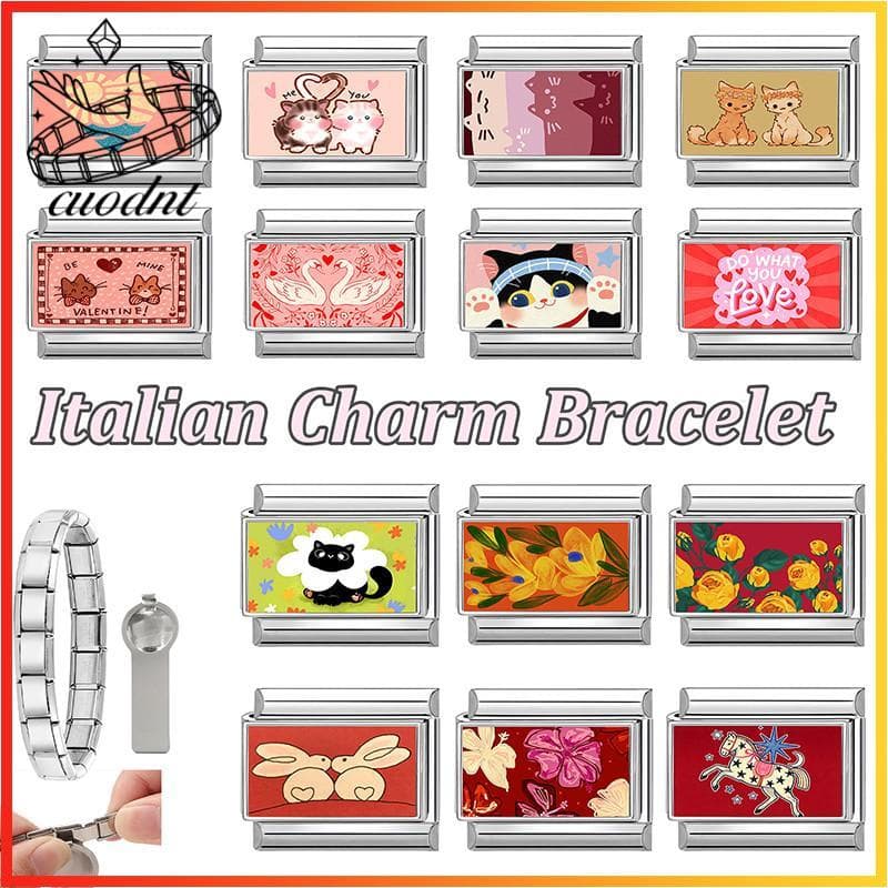 Coelho Flor Italiano Charme Pulseira Caber 9mm De Aço Inoxidável Jóias Fazendo Acessórios DIY Retro Personalidade Módulo