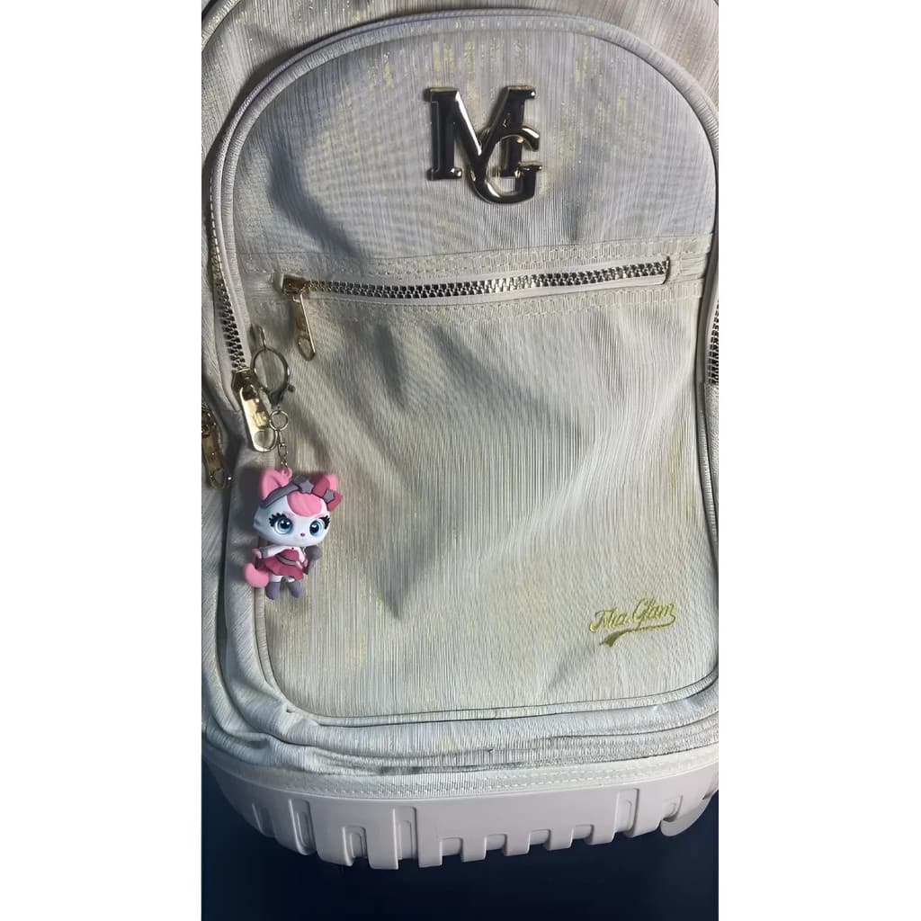 Mochila Infantil C/rodinhas Feminina Off White Escolar Mia