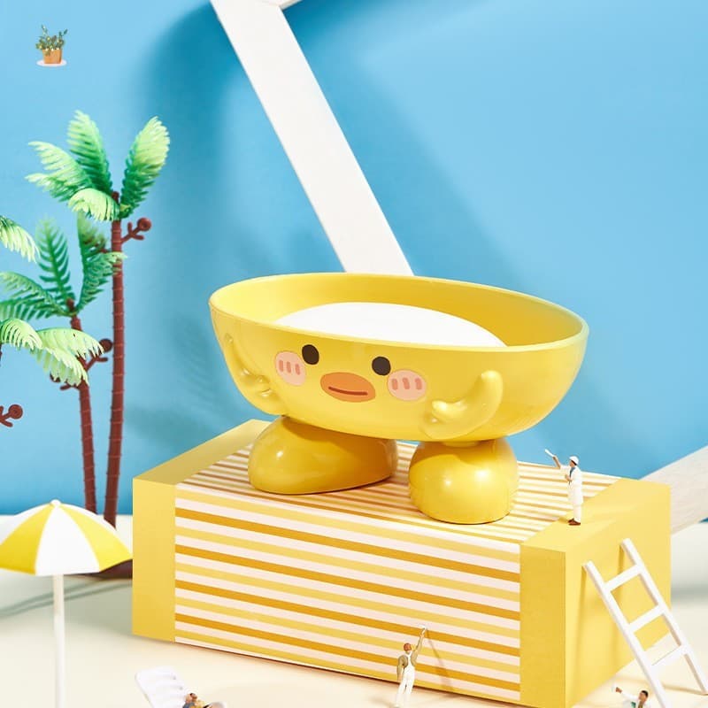Caixa De Sabonete De Pato Amarelo Fofo-Prateleira Criativa De Drenagem Desenho Animado