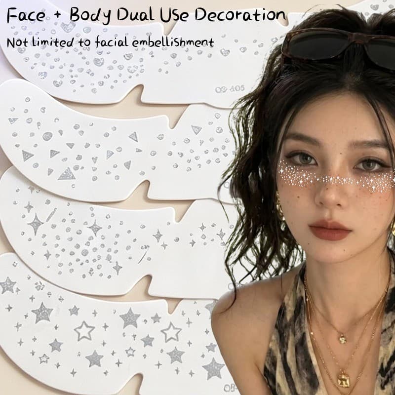 24-6 Unidades De Adesivo De Tatuagens De Sardas Com Estrela Brilhante-Decalque De Maquiagem De Festival Tatuagem Facial-
