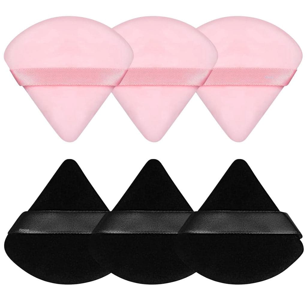 Pimoys 6 Peças de Esponjas para Pó, Esponja de Maquiagem Facial, Esponjas Triangulares de Veludo Macio para Pó Solto (Ro