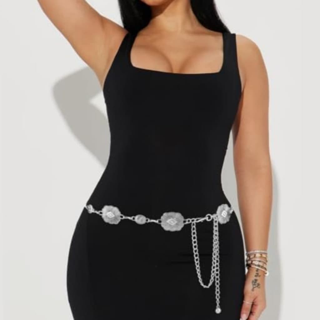 Cinto feminino de corrente Concho Western Cowgirl com elos de metal