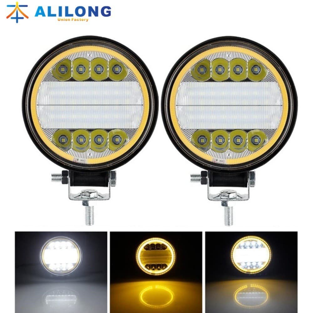 Luz de trabalho LED para carro, holofote circular de 4 polegadas com abertura, 72W, luz de inspeção com 24 LEDs para veí