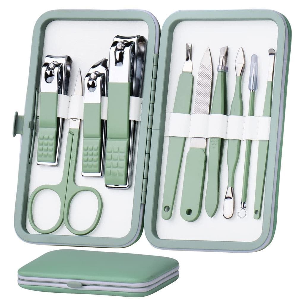 Conjunto de Manicure HANTEKAS 10 em 1 em Aço Inoxidável, Kit de Ferramentas para Unhas e Pedicure - Kit de Higiene Portá