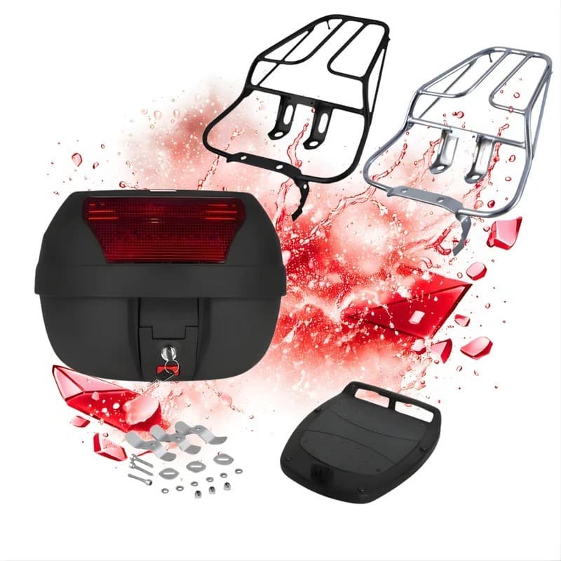 Bagageiro Titan 150 2004 04/08 Preto Cromado + Baú 28 Litros Pro tork - Oferta Especial