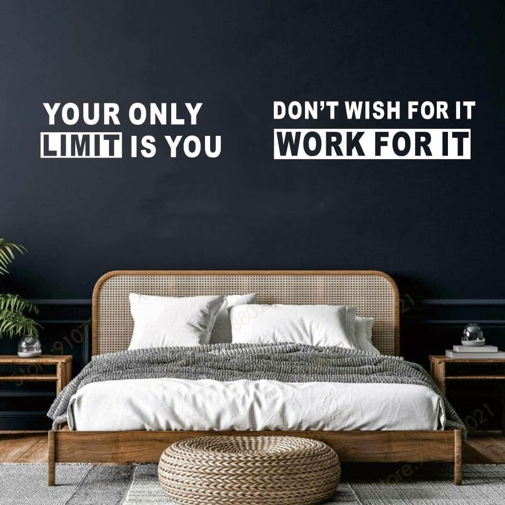 2 peças/Conjunto de Adesivos Motivacionais para Academia, Frase de Fitness 'Não Deseje, Trabalhe para Conquistar' 'Seu Ú
