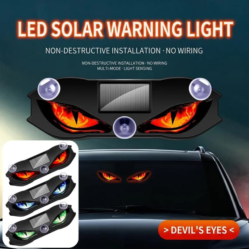 LED Diabo Olhos Luz De Advertência Solar Com Ventosa Instalação Auto Anti-Roubo Função De Detecção De
