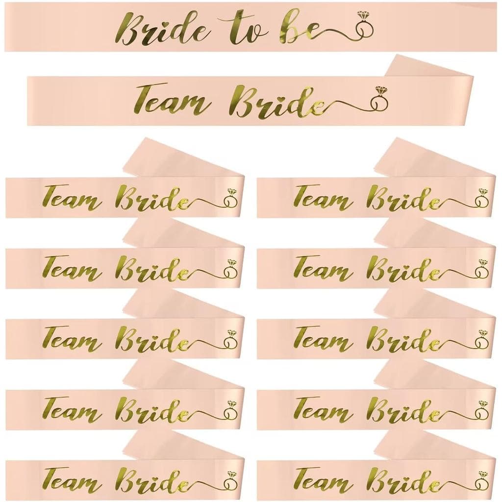 Conjunto de 12 Faixas "Team Bride", Faixas para Festa de Despedida de Solteira, Faixa "Team Bride" para Festa de Noivas