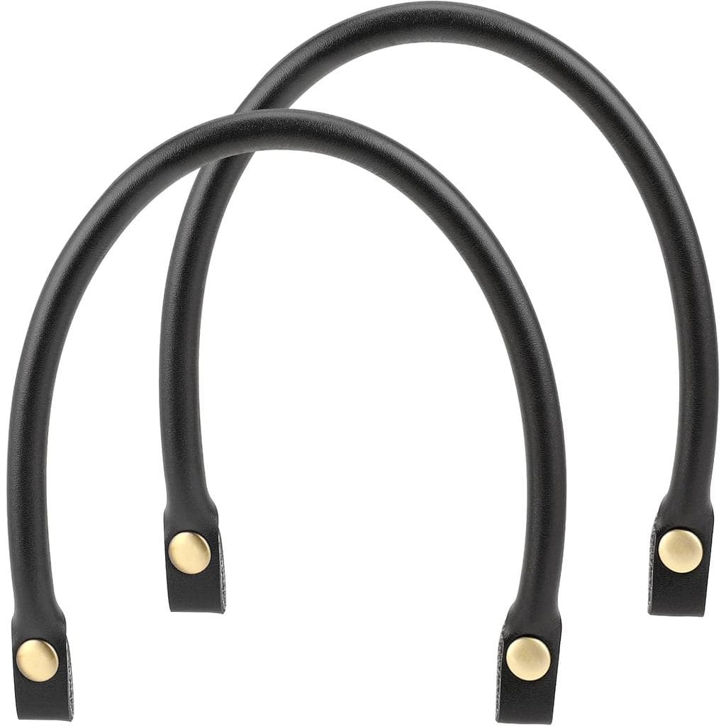 Alças de Couro para Bolsas, 2 Peças de Alças de Couro PU Preto com Botão de Metal para Acessórios de Bolsas DIY, Materia
