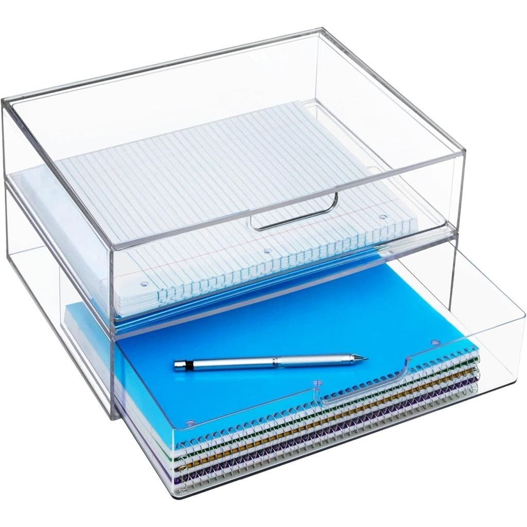 STORi STAX Gavetas Organizadoras Empilháveis de Plástico (Conjunto de 2) Transparentes |   12,5" de largura |   O conjun