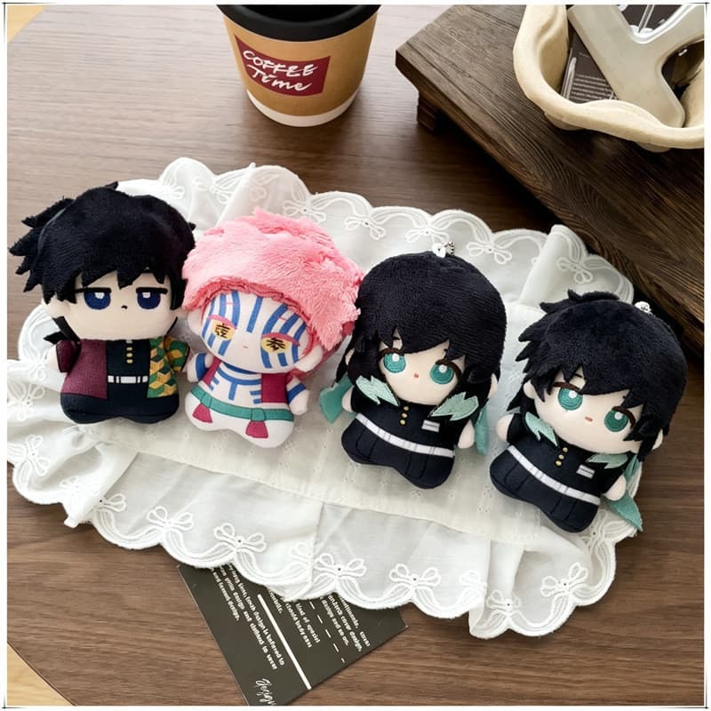 Chaveiro de Pelúcia Demon Slayer Tokito Muichiro/Giyu/Akaza, Boneco de Algodão, Pingente de Personagem de Anime Fofo, Pe