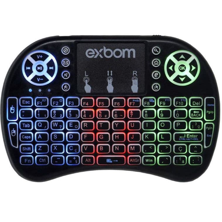 Mini Teclado sem Fio com Touchpad e LED - 2695 - Exbom