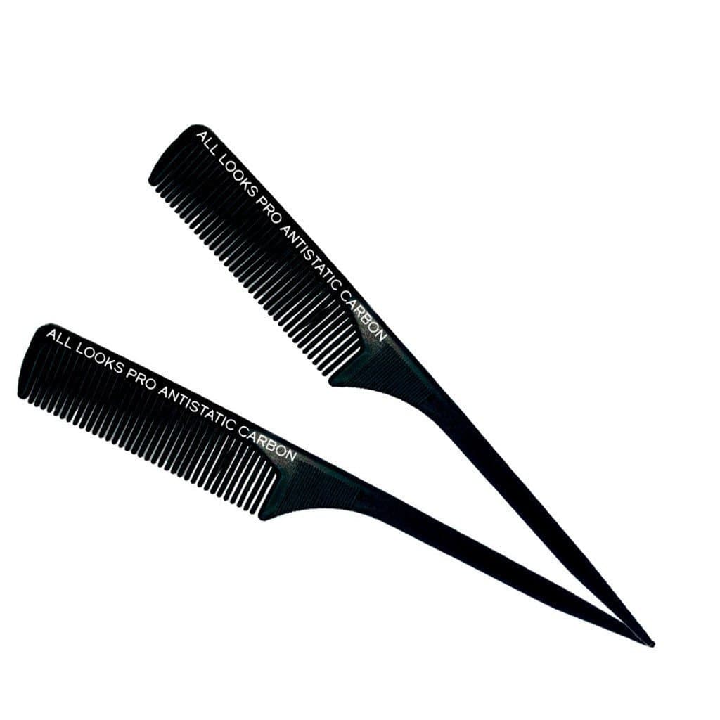 Kit 02 Pente Profissional Carbono 240ºC Antiestático Cerdas Grossas e Cabo Ponta Fina