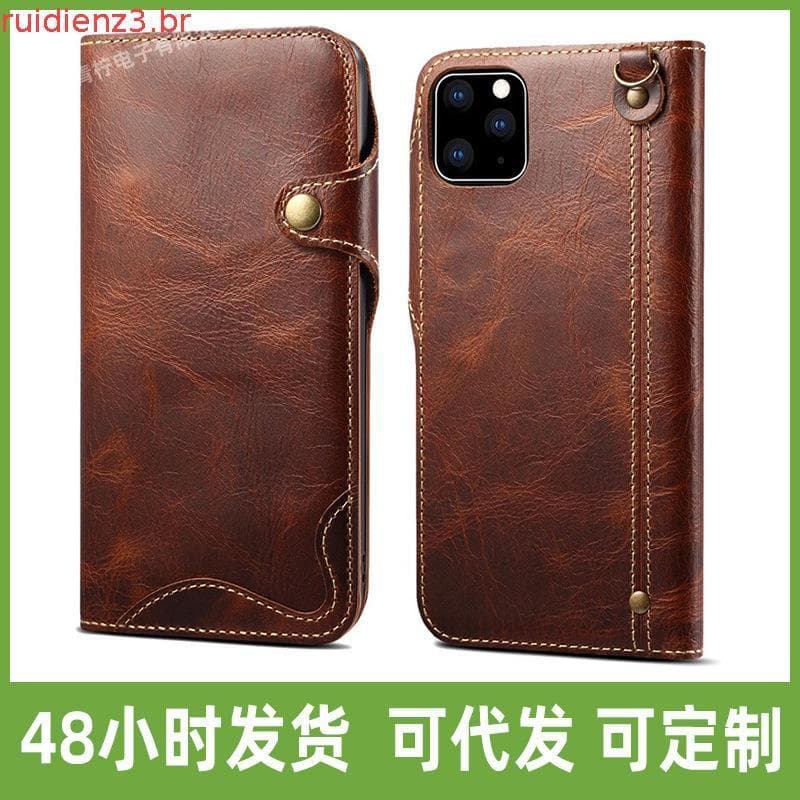 Para iPhone 17 16 15 14 13 12 11 XSMAX 8Plus Luxo Vintage Couro Genuíno Caso Flip Carteira Cartão De Negócios Saco Do Te