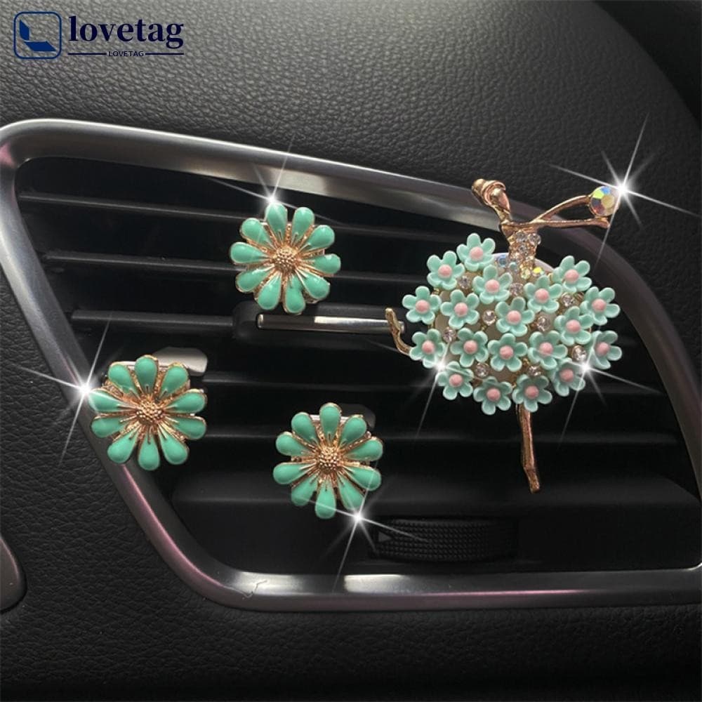 LOVETAG 4 Pçs Ar Condicionado Do Carro Ventilação Margarida Perfume Clipe Decoração Requintada Para Menina Acessórios Fe