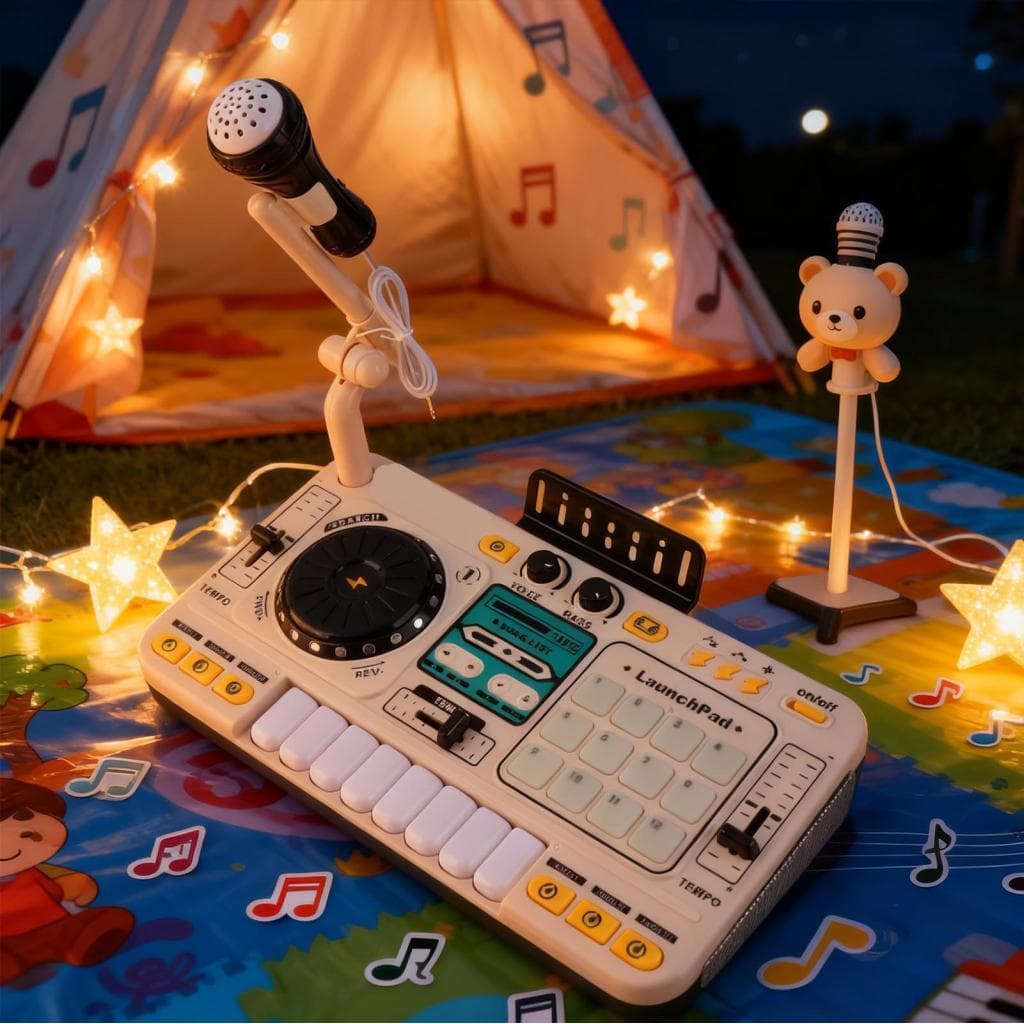 doplay-BR Kids DJ Mixer Toy Controller Tabela 2 em 1 Teclado de 8 teclas Piano 12 botões MIDI definidos para maiores de