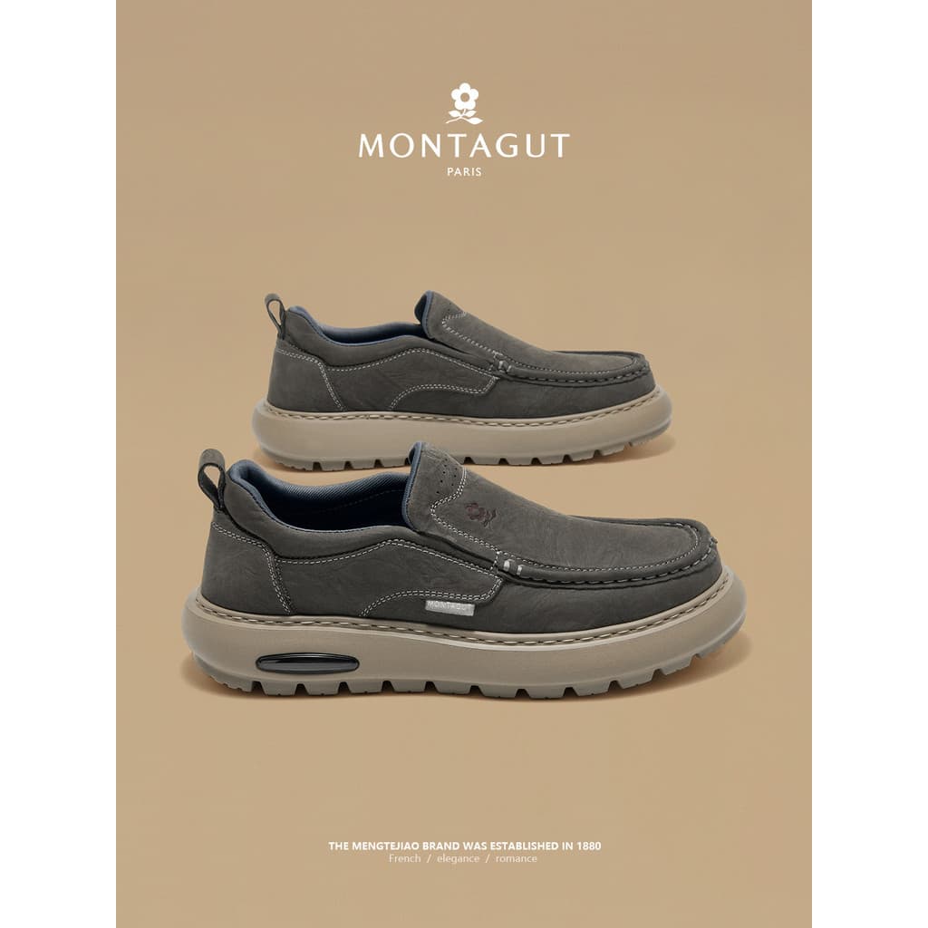 Montejiao sapatos de couro masculino camada superior negócios Formal Wear mocassins outono Casual deslizamento em ervilh