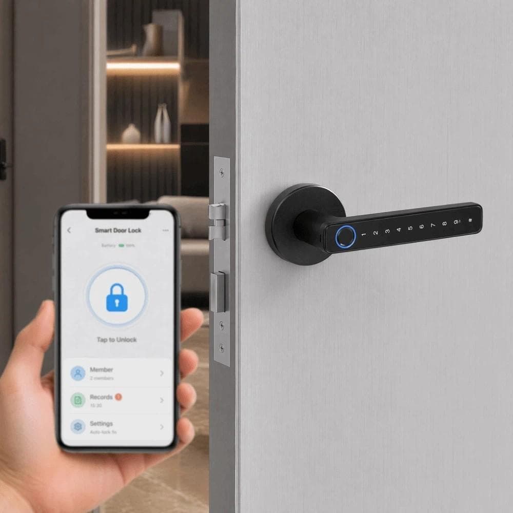 Fechadura Inteligente De Porta Com Impressão Digital FIWICKA , Maçanetas Digitais Eletrônicas Senha De Bloqueio Remoto ,