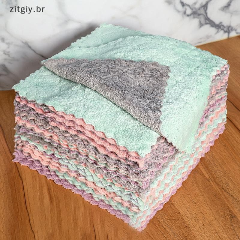 [zitgiy] Pano Absorvente De Duas Cores , Toalha De Prato , Esfregão De Óleo Não sti De Cozinha , Hidratante E Fino Bom