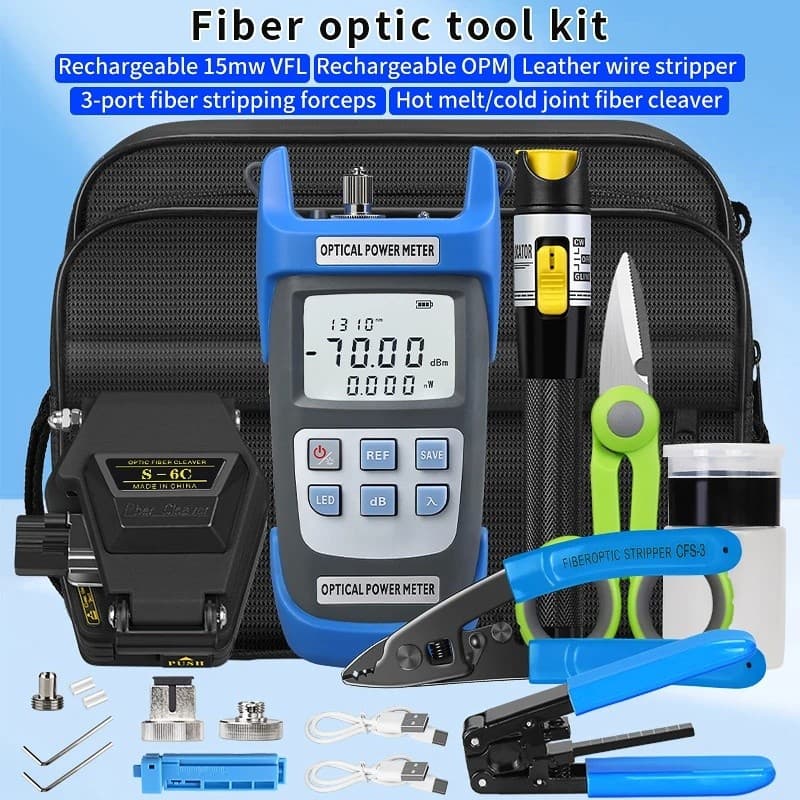 Kit De Ferramentas De Fibra Óptica Com Cutelo S-6C Medidor De Potência (OPM) Localizador Visual De Falhas De 15mw (VFL)