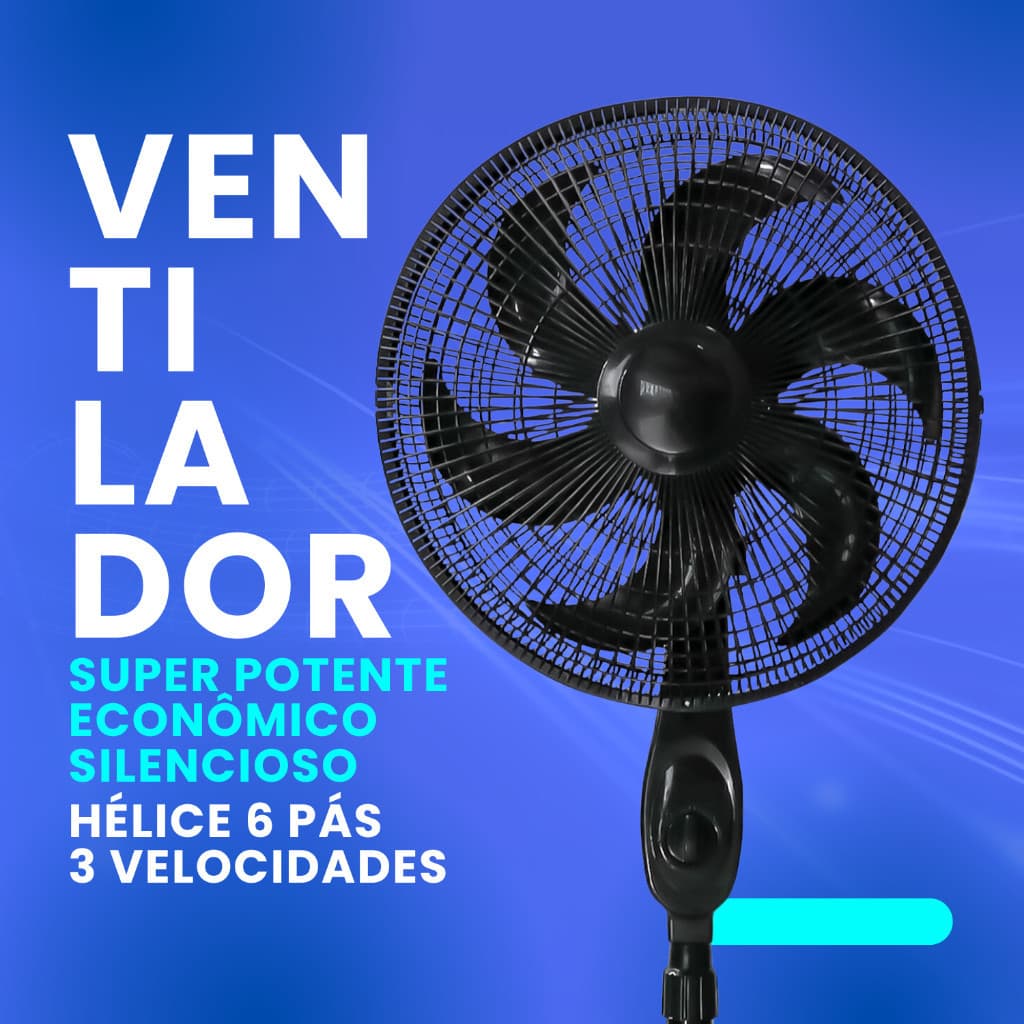 Ventilador De Coluna Chao Turbo Pedestal Silencioso 6 Helices Vento Forte Regulavel Ajustavel 3 Velocidades